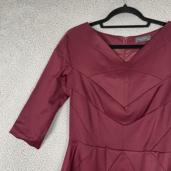 Elise Henri Dress Womens Small Wool Blend Sheath Midi 3/4 Sleeve Elegant Formal - Picture 3 of 10